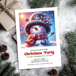 Warm funny snowman invite holiday party digital inbjudningar