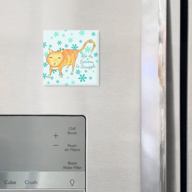 Warm Fuzzies & Winter Flurries Christmas Cat Magnet (In Situ (Fridge))