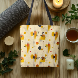 Warm Glow Abstrakt - Beige, Guld, Black Geometric Tygkasse