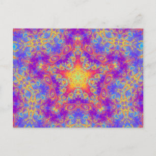 Warm Glow Star Bright Färg Swirl Kaleidoscope Art Vykort