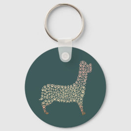 Warm Gold Gradient Paw Print Dog Silhouette Fabric Nyckelring