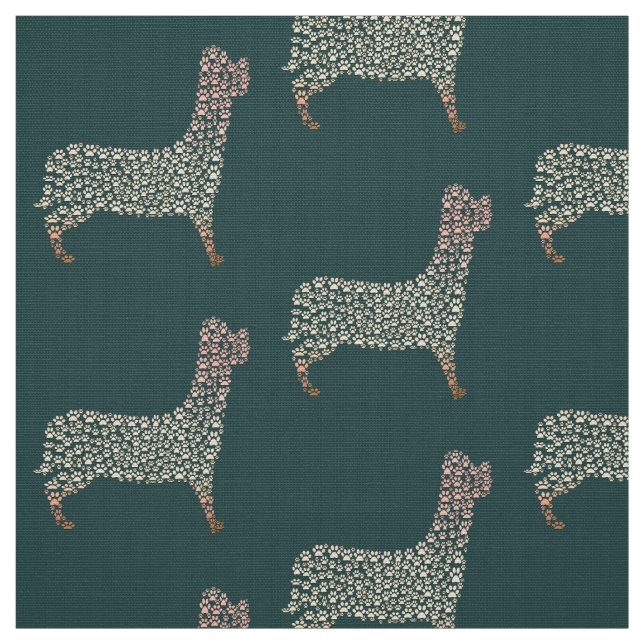 Warm Gold Gradient Paw Print Dog Silhouette Fabric Tyg (Provkarta)