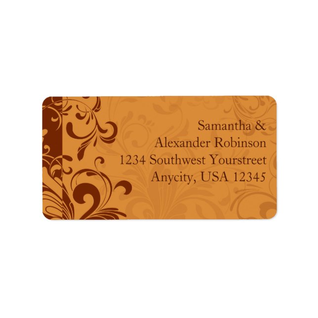 Warm Golden Autumn Swirl Adressetikett (Framsidan)