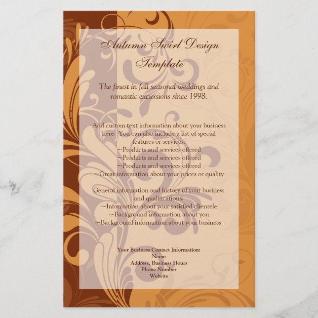 Warm Golden Autumn Swirl Flygblad (Framsidan)
