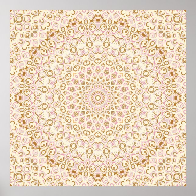 Warm Golden Pink Mandala Pattern Poster (Framsidan)