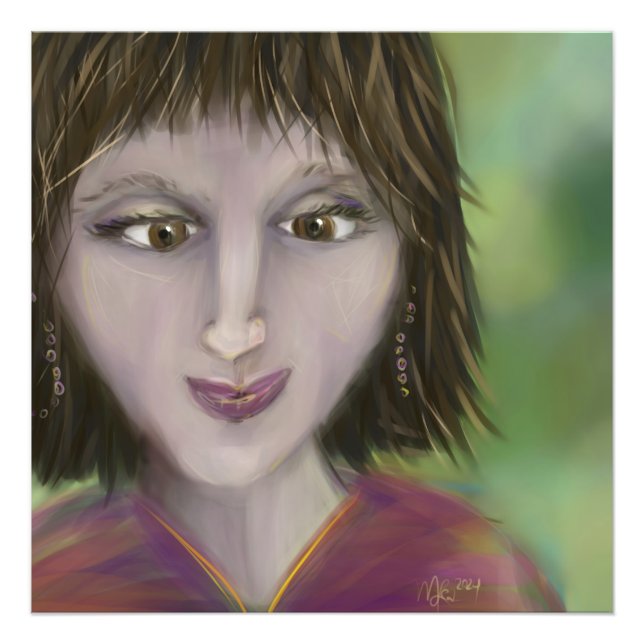 Warm Grace Personality Portrait Feminine Art Fototryck (Framsidan)