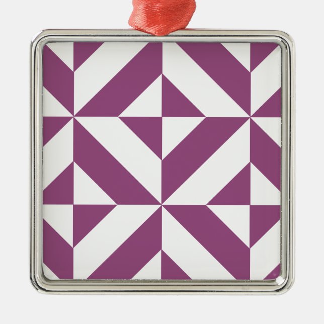 Warm Grape Geometric Deco Cube Mönster Julgransprydnad Metall (Framsidan)