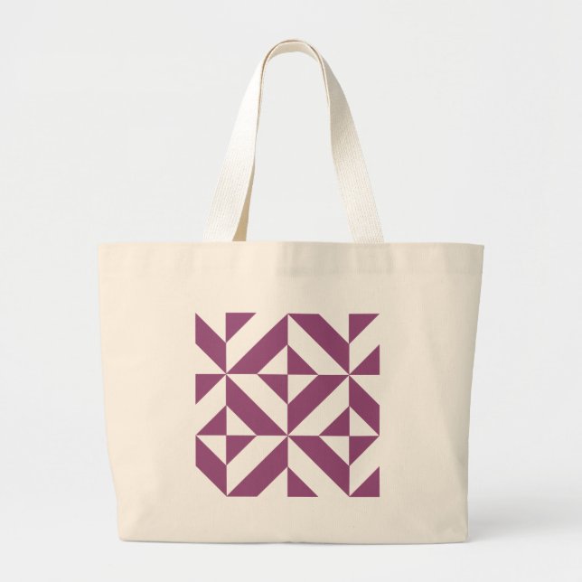 Warm Grape Geometric Deco Cube Mönster Jumbo Tygkasse (Framsidan)