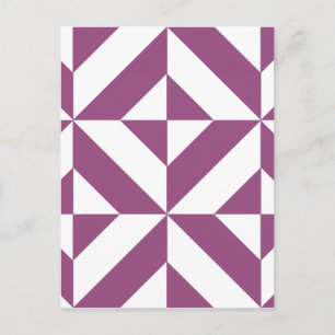 Warm Grape Geometric Deco Cube Mönster Vykort