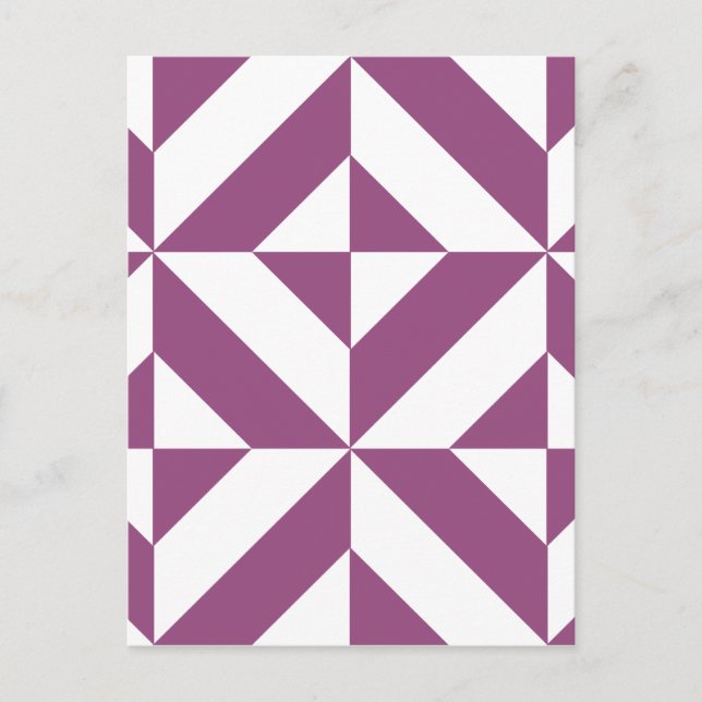 Warm Grape Geometric Deco Cube Mönster Vykort (Framsida)