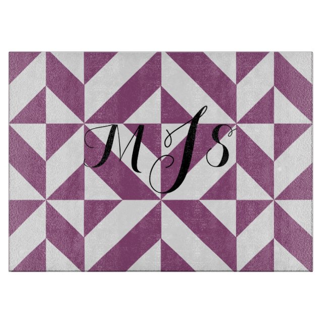 Warm Grape Monogram Geometric Deco Cube Mönster (Framsidan)