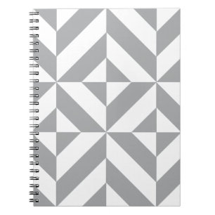 Warm Grått Geometric Deco Cube Mönster Anteckningsbok Med Spiral
