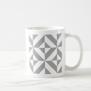 Warm Grått Geometric Deco Cube Mönster Kaffemugg