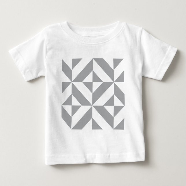 Warm Grått Geometric Deco Cube Mönster Tee (Framsida)