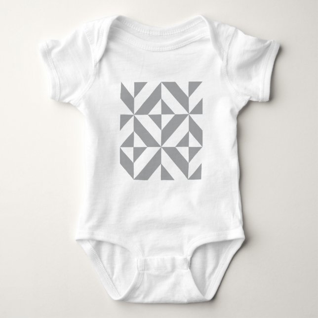 Warm Grått Geometric Deco Cube Mönster Tee (Framsida)