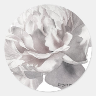Warm Grått Peony EnKue Sticker Seal Runt Klistermärke
