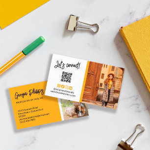 Warm Gult Social Media Icons QR-kodfoto Visitkort