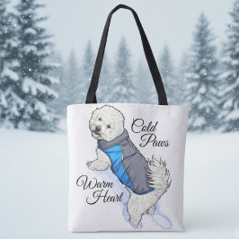 Warm Heart Snow Bichon Tote Tygkasse