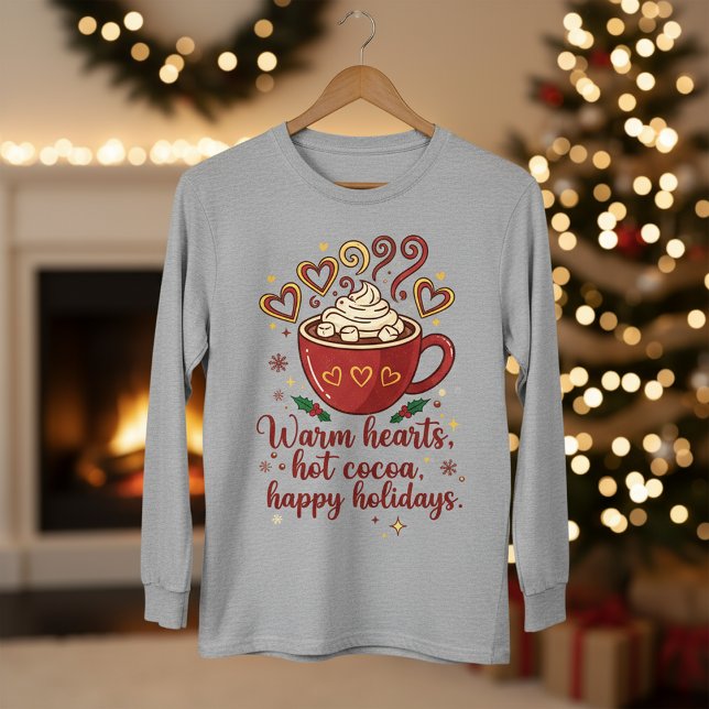 Warm Hearts Hot Cocoa Happy Holidays Quote T Shirt (Skapare uppladdad)
