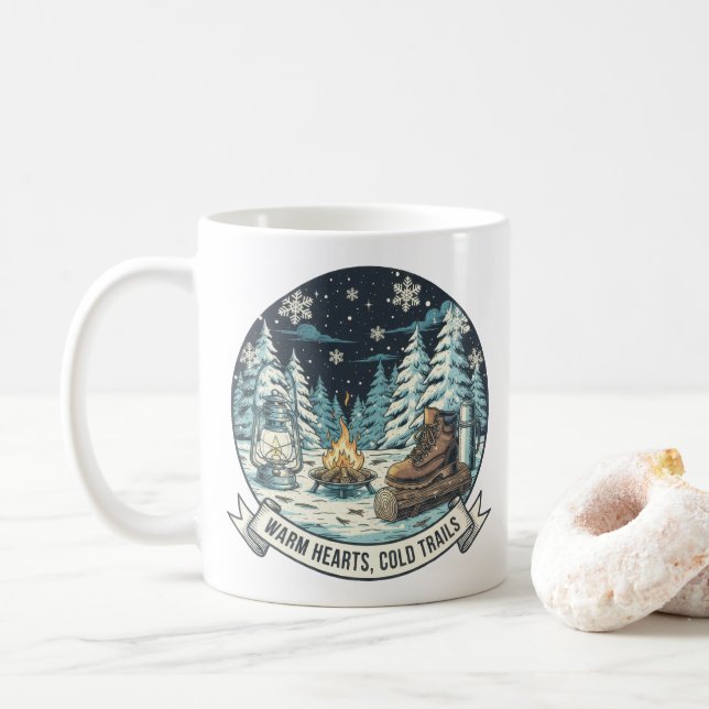 Warm Hearts Kall Trails Winter Artwork Kaffemugg (Med munk)