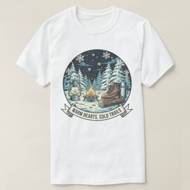 Warm Hearts Kall Trails Winter Artwork T Shirt (Design framsida)