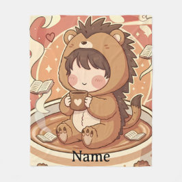 Warm Hedgehog Brew Cozy Fleece Blanket
