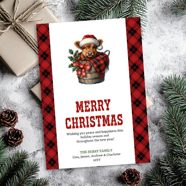 Warm highland cow greeting card editable design julkort (Warm highland cow greeting card editable design

)