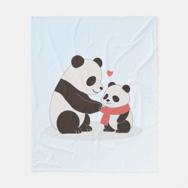 Warm Hugs Panda Kärlek Fleecefilt (Framsidan)