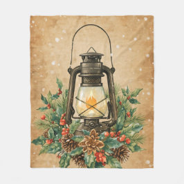 Warm lantern christmas holly pine rustic cozy  fleecefilt