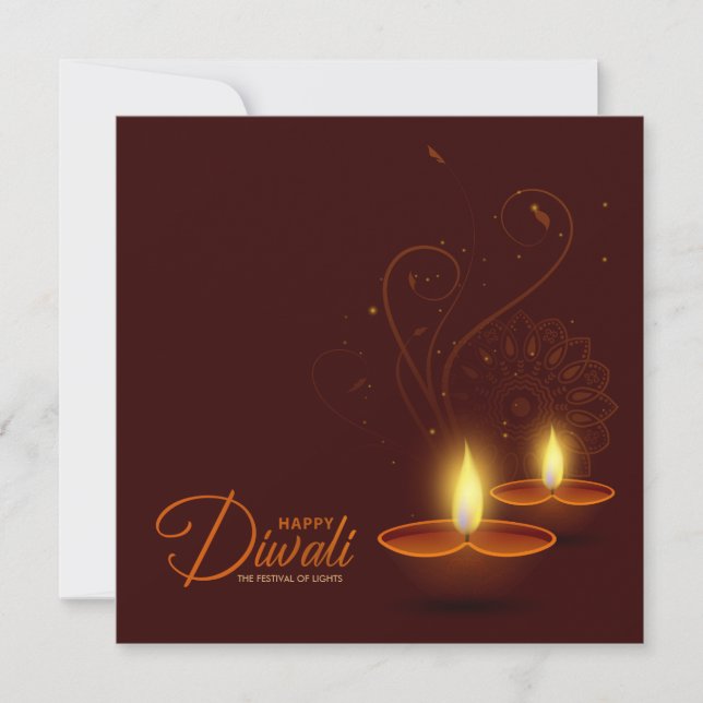Warm ljus Lycklig Diwali Kort (Framsida)