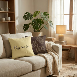 Warm Minimalist Botanical Throw Pillow - 90s Retro Kudde