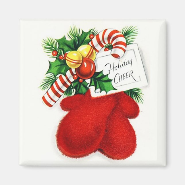 Warm Mittens & Helgdag Cheer Vintage Magnet (Framsidan)