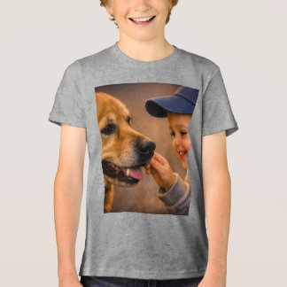 Warm Moments Boy and Dog – Youth Tri‑Blend T‑Shirt T Shirt