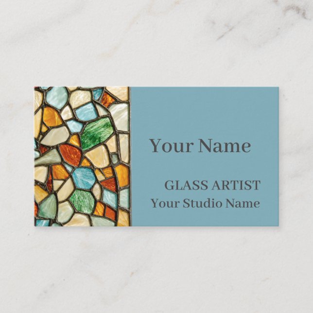 Warm Mosaic Stained Glass Business Card Visitkort (Framsida)