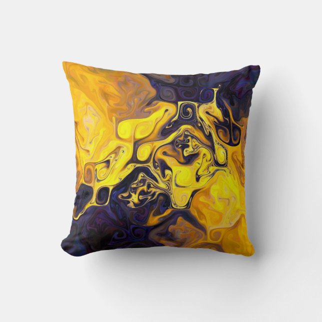 Warm Mountain deep blue orange yellow Kudde (Framsida)