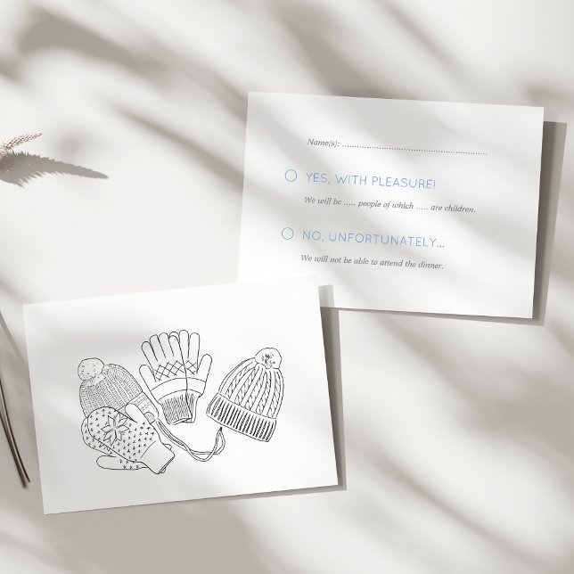 Warm Mysigt Ski Winter Wedding Beanies och Mittens OSA Kort (Sample)