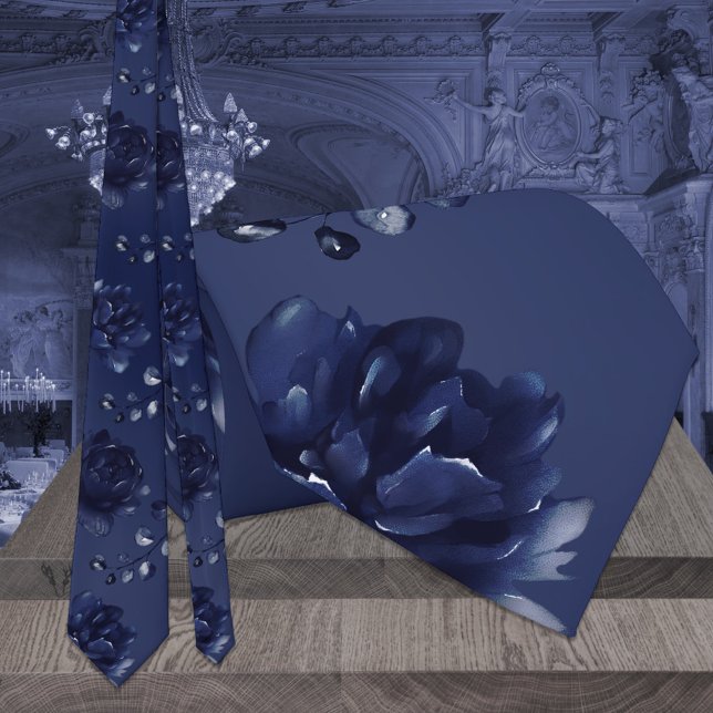 Warm Navy Blue Peony Eucalyptus Bröllop Slips (Skapare uppladdad)