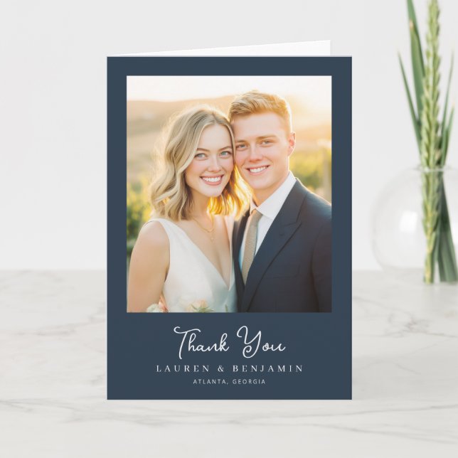 Warm Navy Contemporary Photo Tack Kort (Framsida)