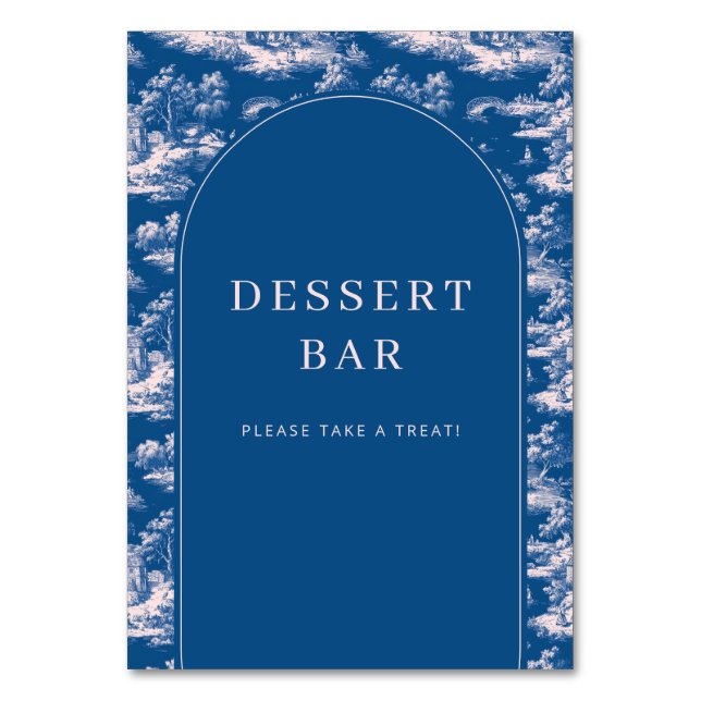 Warm Navy Tapestry Dessert Bar Sign Bordsnummer (Framsidan)