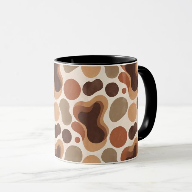 Warm Neutral Abstract Mug – Modern Organic Pattern Mugg (Framsida höger)