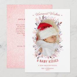 Warm Önskemål Baby Kisses Helgdagar Rosa Announcem Julkort