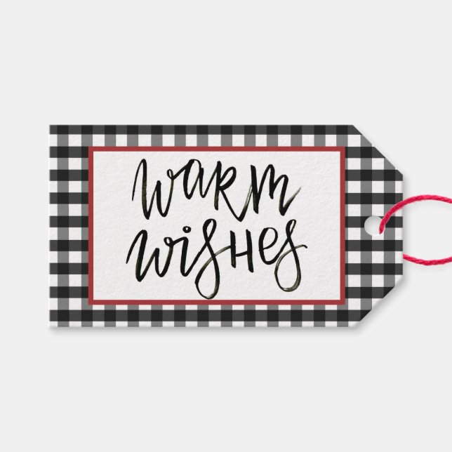 Warm Önskemål Black and White Buffalo Plagt Gift M Presentetikett (Framsidan (Horisontell))