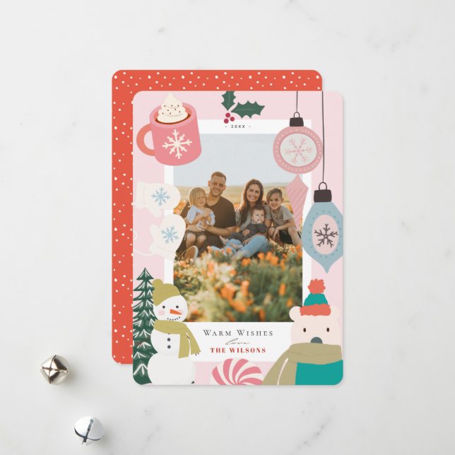 Warm Önskemål Cocoa Mittens Photo Julkort (Fram/Back In Situ)