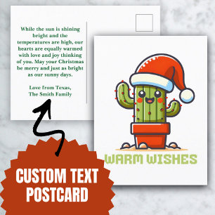 Warm Önskemål Cute Santa Jul Cactus Helg Vykort
