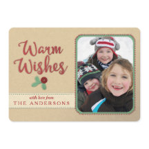 Warm Önskemål Faux Felt/Embroderade julkort