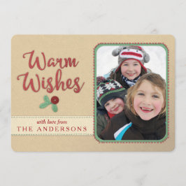 Warm Önskemål Faux Felt/Embroderade julkort