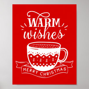 Warm Önskemål Hett Kopp Kaffe Cocoa Julafton Red W Poster