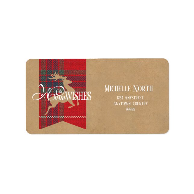 Warm Önskemål Kraft & Tartan Red ID589 Adressetikett (Framsidan)