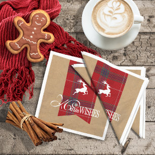 Warm Önskemål Kraft & Tartan Red ID589 Pappersservett