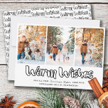 Warm Önskemål Outline Leting 3 Lodrät Photo Julkort<br><div class="desc">Varm Önskemål 3-fotokort med modernt konturtecken och avslappnad skripttypografi. Fotomallen är ett redo för dig att lägga till 3 av dina favoritfoton, som visas i formatet lodrät, porträtt. Det finns en julklapp med texten "Varm Önskemål ... må all din kom i Önskemål vara sann" följt av personligens text. Varm Önskemål...</div>